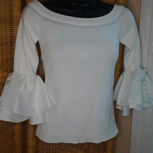 NWT Whitea Annie White Bell Sleeve Blouse Top